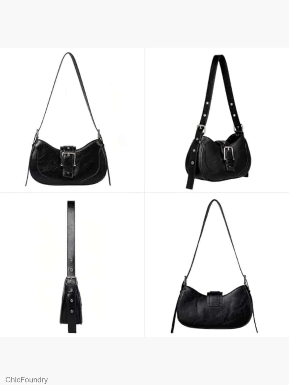 Vintage Crescent Hobo Shoulder Bag Crossbody Purse Y2K Retro Vegan Leather